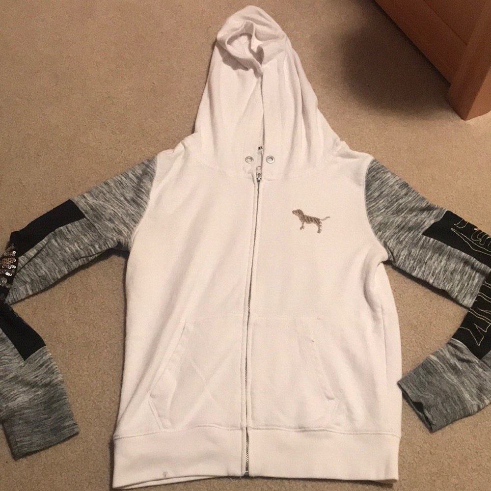 White/Gray/Black Sequins PINK Hoodie